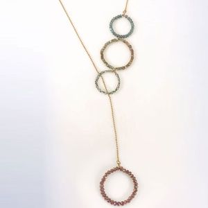 Panacea Gold-Tone Multi Crystal Beaded Circle Adjustable Y-Necklace